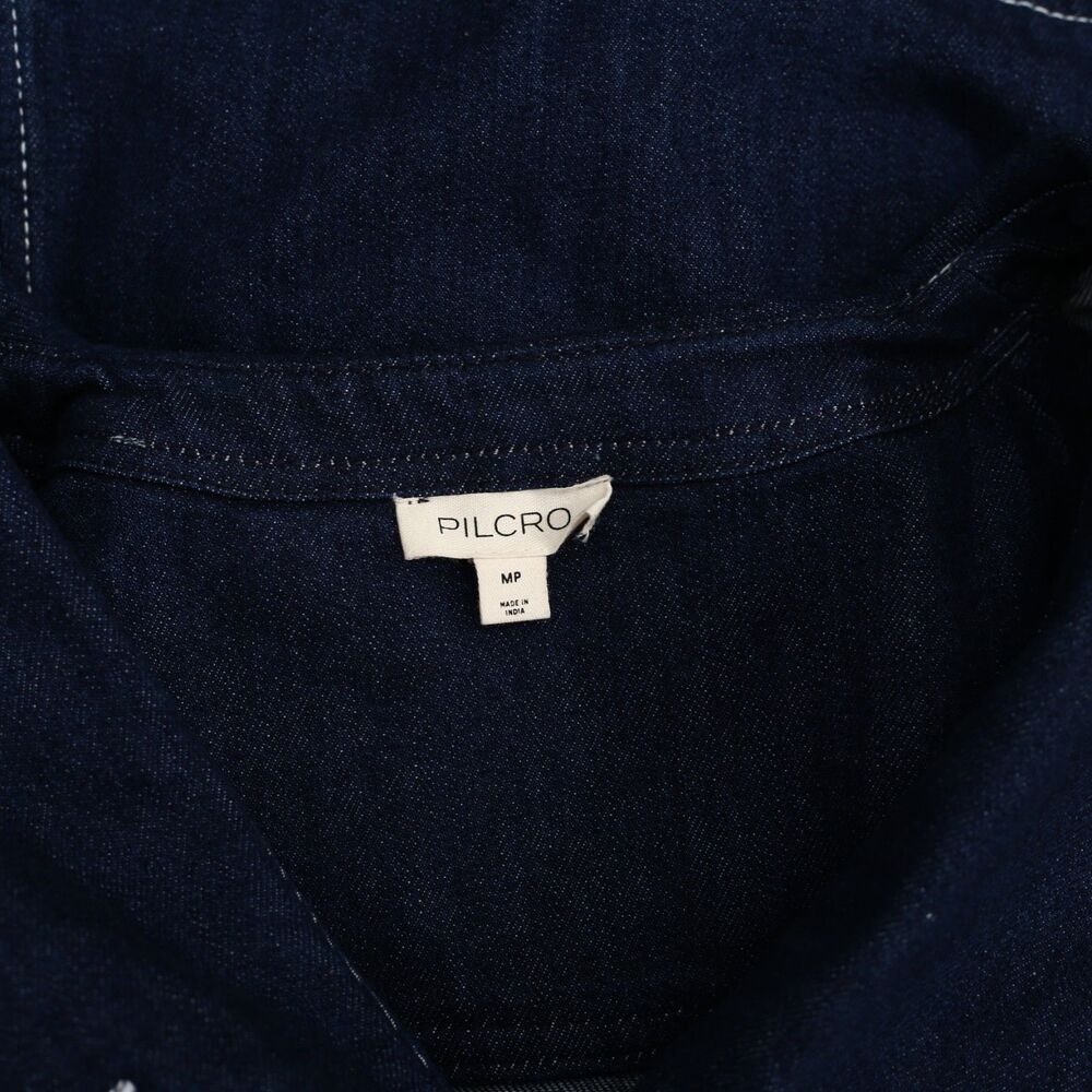 Anthropologie Pilcro Scalloped Denim Buttondown Dress Sleeveless Navy MP 288613 - Picture 10 of 10